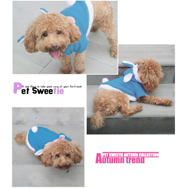 Mjuk vinterhoodie för husdjur, hundkläder cosplay kanindräkt (blå, XL) 1 st Blue xl