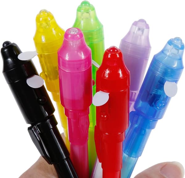 UV-pennor, läs hemlig osynlig skrivkula – genomskinlig (7-pack)