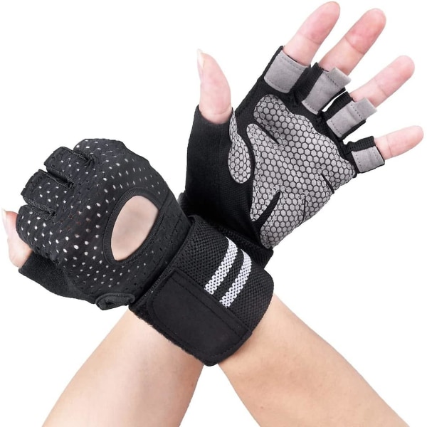 Gymhandskar, träningshandskar, handflateskydd och extra grepp, andningsbara sporthandskar stora black l