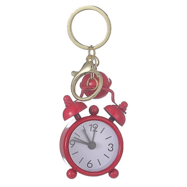 Nyckelring Nordic Style Mini Röd Nyckelring Legering Väckarklocka hänge Lämplig för nycklar för att förhindra förlust