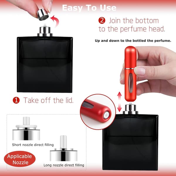 2 stk. påfyllbare parfymeatomizerflasker, bærbare mini separate parfymeflasker, reise- og utfluktspraybokser dispensere 5 ml/0,2 oz (rød) Red