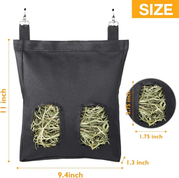 2 porte kaninhøfoderpose Lille dyrehængende madopbevaringspose (sort) black 25*3*28cm