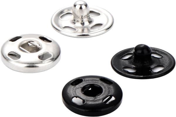 100 sæt syning af metal trykknapper til syning af tøj, (sort sølv) 10 mm