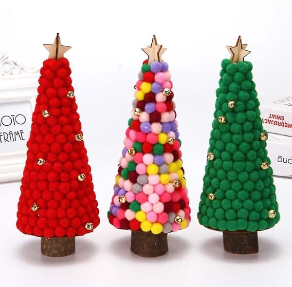 Julgran i ullfilt, minijulgran, 27 × 10 cm green