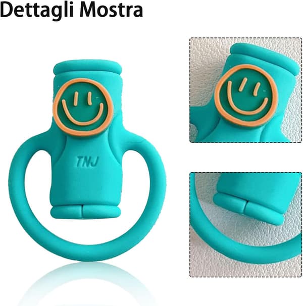 2-i-1 Datakabelbeskyttelse, Sød Silikone Datakabelopruller, Universal Mini Data (Smil Blå) color 1
