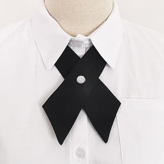 2 stk ensfarget kryssslips justerbart uniformsslips jenteslips skoleuniform ferdigknyttede sløyfer