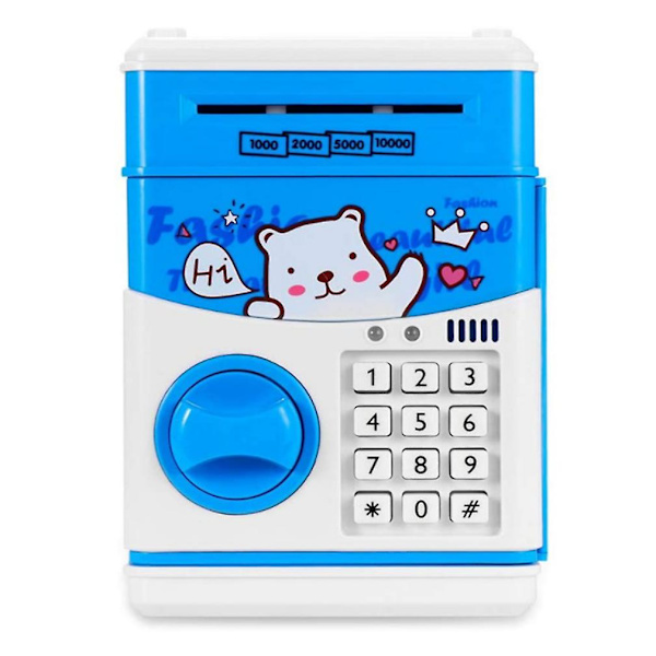 Elektronisk spargris Mini ATM Lösenord Mynt Sparbössa Barnleksaker Gåvor blue
