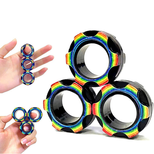Magnetiska ringar Fidget Toys, Fidget Toy, Dekompression magnetisk leksak, Finger Toy Sets för barn och vuxna