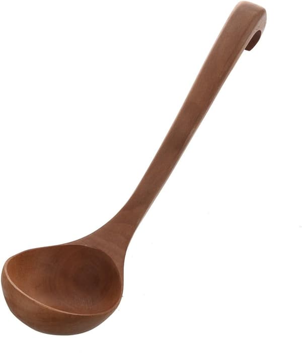 Hem K ü chenutensilien Design med krokände Soppslev i brunt trä