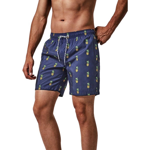 Herrbadshorts Snabbtorkande Fit Performance Boardshorts med fickor (Marinblå) XXXXL xxxxl