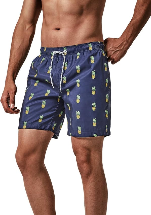 Miesten uimashortsit nopeasti kuivuvat surffishortsit taskuilla (pystyraidat) L l