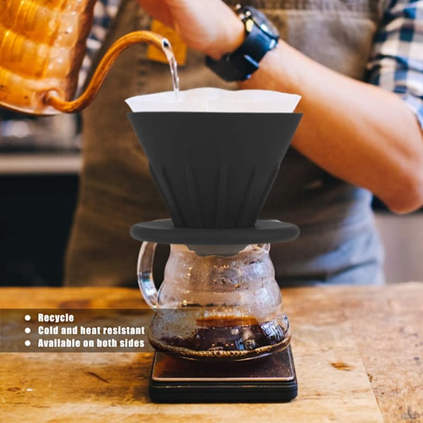 Bärbar handbryggd kaffefilterkopp i silikon (svart) 1 st Black