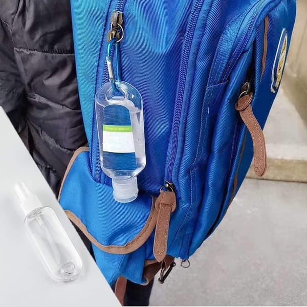 10 stycken 50 ml bärbara reseflaskor, flip-lock plastflaskor, med karbinhake reseflaskor