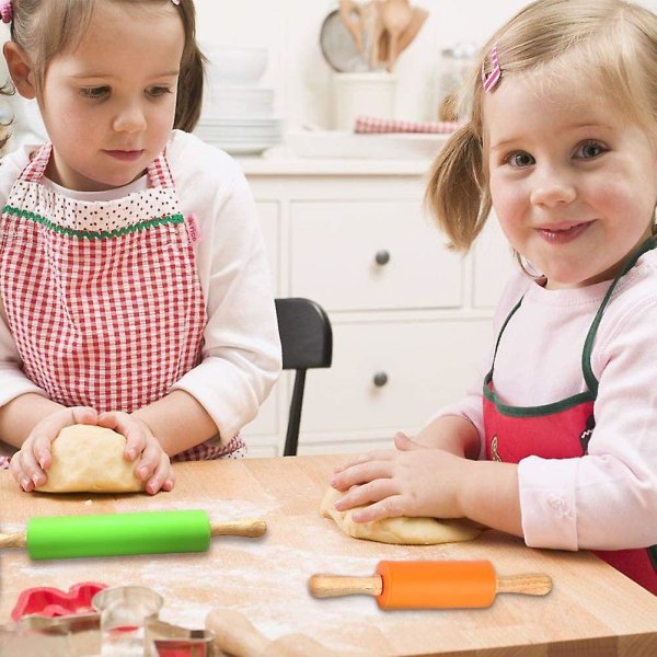 Silikonkavel - Degvals för pizza, kakor med trähandtag 2-pack (mini & medium storlek)