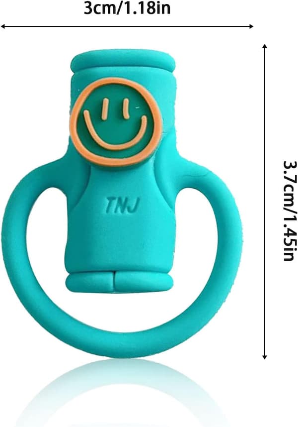 2-i-1 Datakabelbeskyttelse, Sød Silikone Datakabelopruller, Universal Mini Data (Smil Blå) color 1