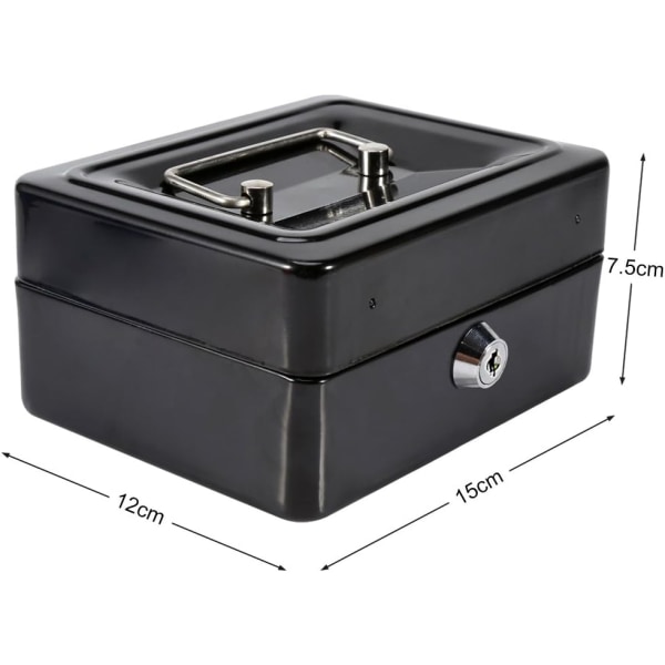 Säkerhetsbox med nyckel Mini Bärbar Låsbar Cash Money Coin Hushåll(5,9 x 4,72 x 2,95 tum)(svart) black