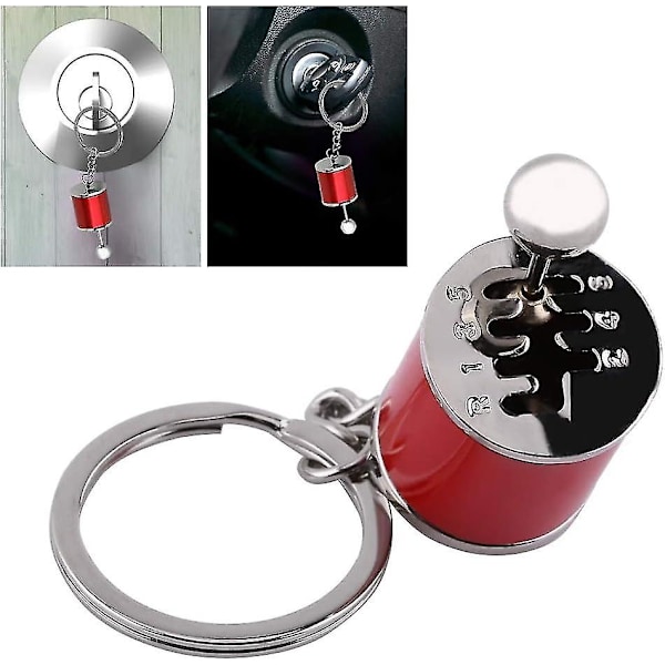 Växelspaksnyckelring, automatisk växelspaksmodell nyckelring växlad formad metall (4,05 x 1,61 x 0,8 tum) (röd) red