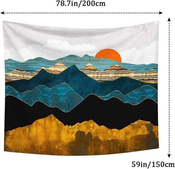 Nature Sunset Landscape Tapestry,Väggbonader Dekor Sovrum Tapestry Decor,78.7x59in