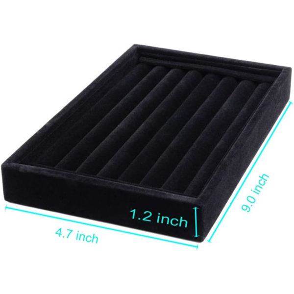 Velvet 7-fack smyckesdisplaybricka Manschettknappar Organizer Smyckesorganisatör (svart) black