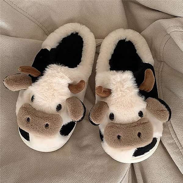 Gaolinci Cartoon Cow Bomullstofflor, Vinter Inomhus Utomhustofflor för Kvinnor（40-41） 40-41