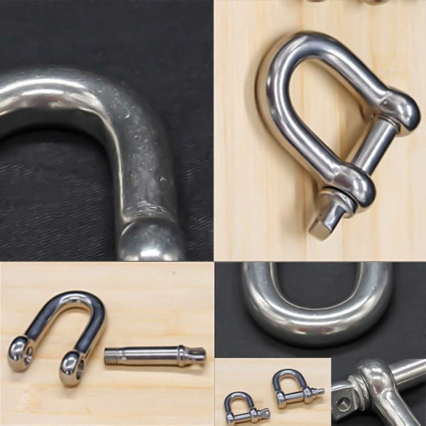 304 Rostfritt Stål D-Typ Baby Shackle (Silver, m8) 4 Stycken