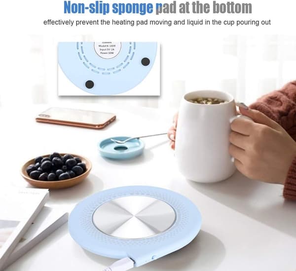 Multifunktionel USB-kopvarmer, kaffekopvarmer til skrivebord, 55℃ (blå) blue