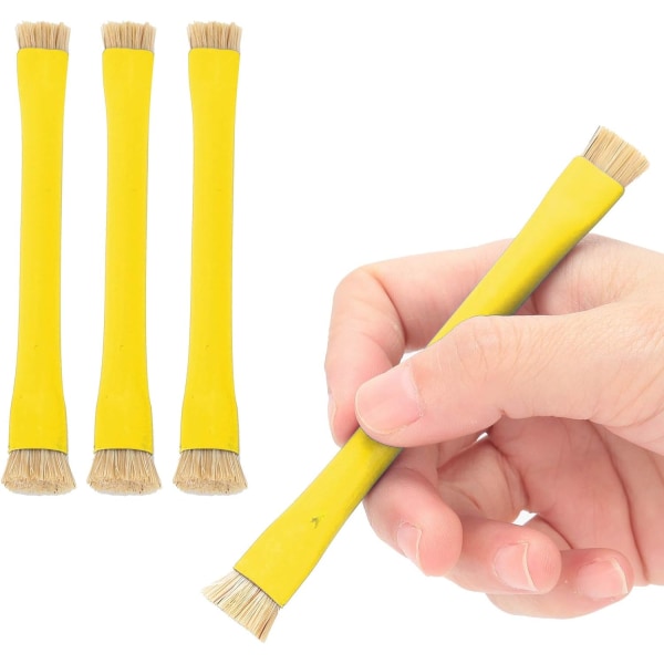 Antistatisk borste, 4 st dubbelsidig hård borste Halkfri telefonreparationsverktyg för mobiltelefon moderkort (gul)