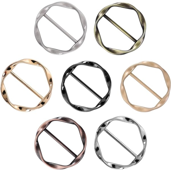7 delar metall halsduk örhängen färgade runda t-shirt clips knuten ring, slumpmässig färg