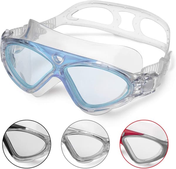 Huurtumattomat mukavat HD-silikoniset vedenpitävät uimalasit (läpinäkyvä sininen) Transparent Blue