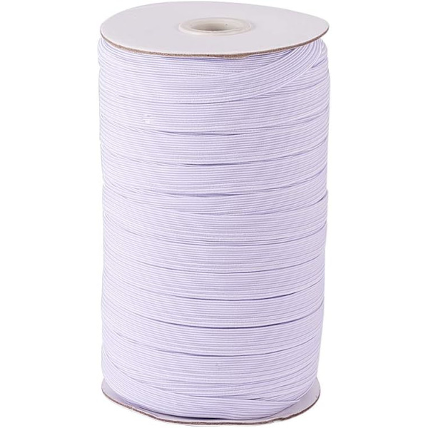 100 meter platt elastisk fibersnöre, 0,39 tum sy DIY stretchband snöre spole rulle (vit)