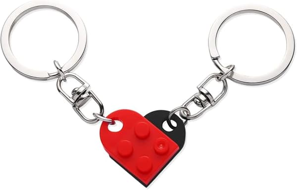 2 Stykker To Hjerte Nøglering Par Nøgleringe Valentinsdag Gave (Rød, Sort) Red and black