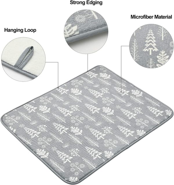 Pakke med 2 superabsorberende mikrofiber opvaskemåtter, 19,2 x 15,8 tommer (grå)