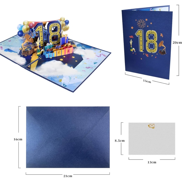 Jubileumspop-up-kort, 3D-födelsedagskort, bröllopsdagskort（18:e） color 4