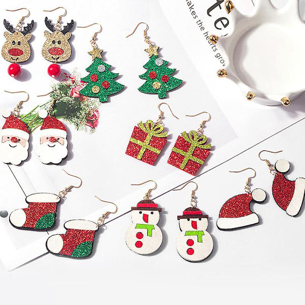 Julklapp örhänge krokhänge accessoarer (F, stil) 2 stycken color 4