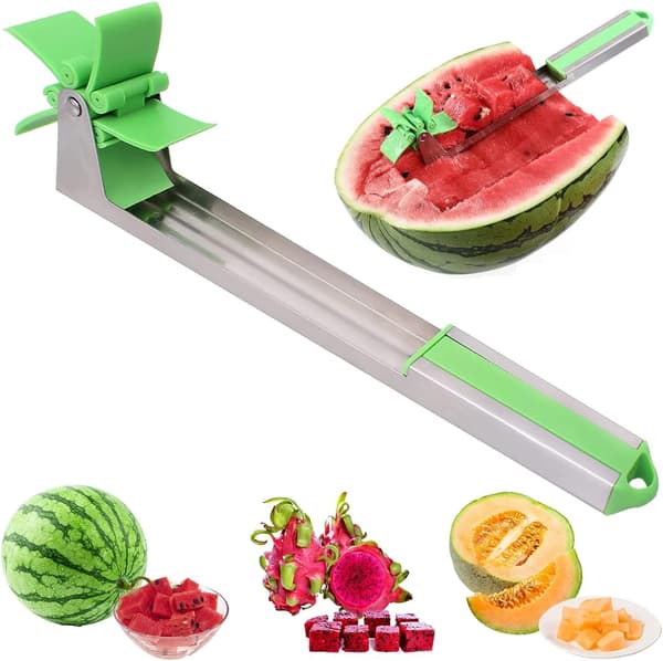 Vannmelonkutter med vindmølle, vannmelon skjæreverktøy, vannmelon rullekutter for terninger