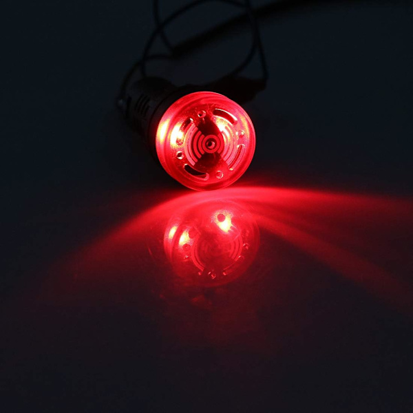 5 st gröna indikatorlampor med summer AC/DC 12V, 22 mm panelmontering blinkande larm, DIY-projekt (röd) red