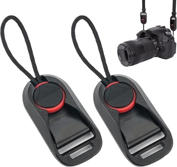 2-pack kamerarem snabbkoppling handledsrem spänne adapter universell, svart