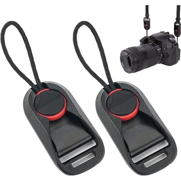 Paket med 2 Kamerarem Snabbkoppling Handledsrem Spänne Adapter Universal, svart
