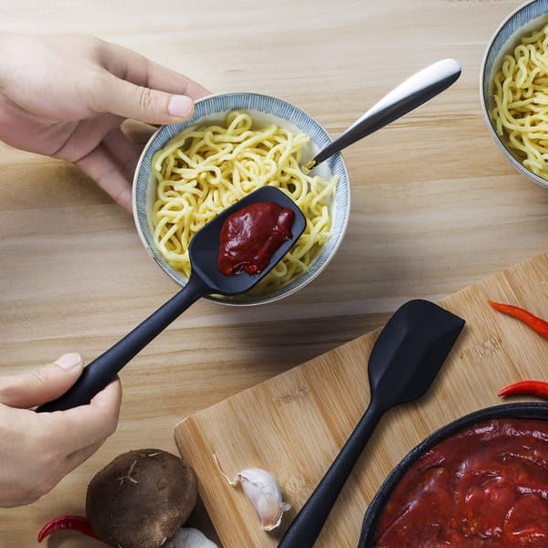 5 STK Silikonspatelsett Silikonbørste Varmebestandig Matkvalitet Non-Stick Black