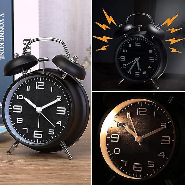 Analog väckarklocka Dubbelklocka Hög väckarklocka för tunga sovare