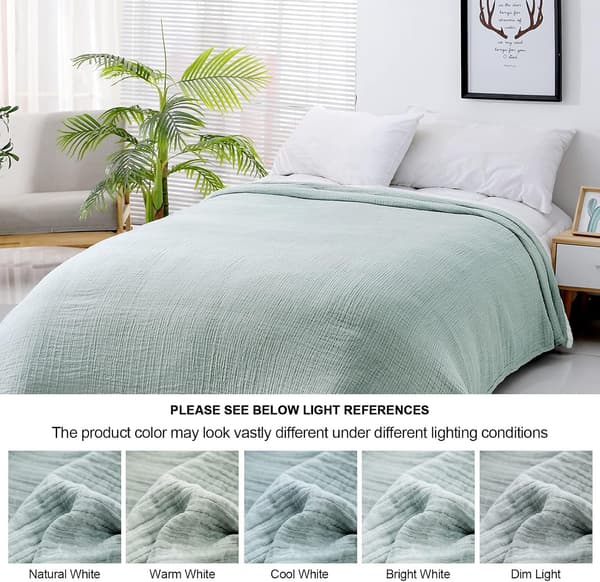 4-lags blødt krammetæppe, musselintæppe, varmt sofatæppe (130x150cm) light blue