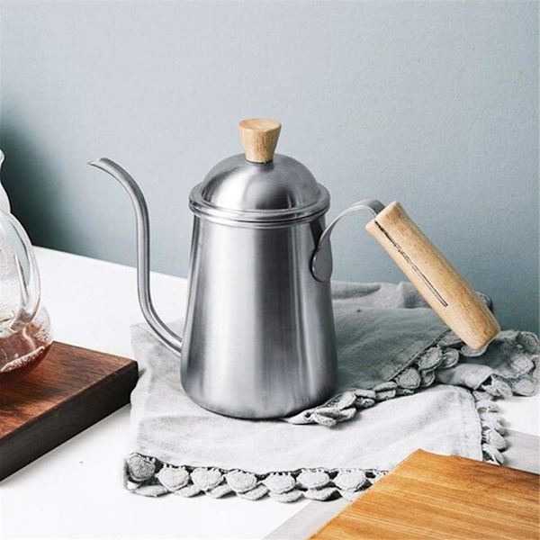 Kaffe- och tekanna i rostfritt stål med gåshals