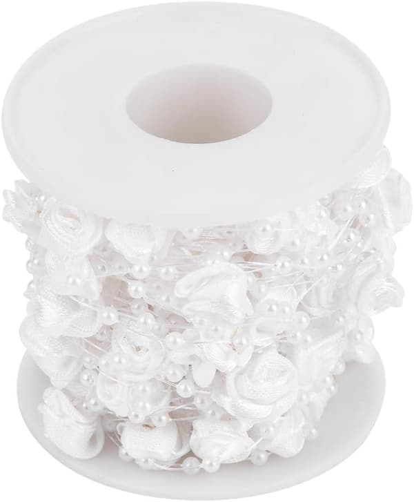 30m/rulle 4mm Rose Kunstig Perletråd Perlekæde til DIY Bryllupsdekoration (Hvid) White