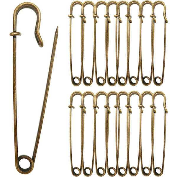 15 st säkerhetsnålar 10 cm stora säkerhetsnålar för kläder, läder, canvas, hantverk (brons) bronze