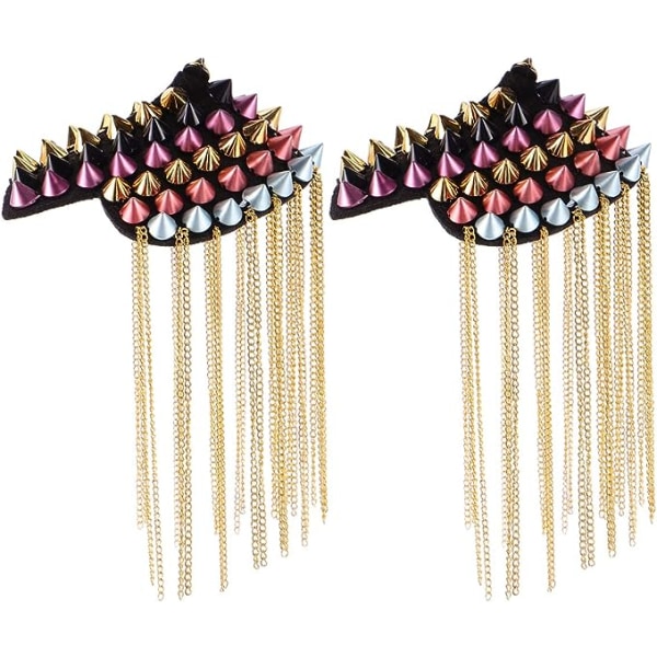 2-pack metall axelklaffar axelklaffar tofs punk stil axelklaffar (färgglada)