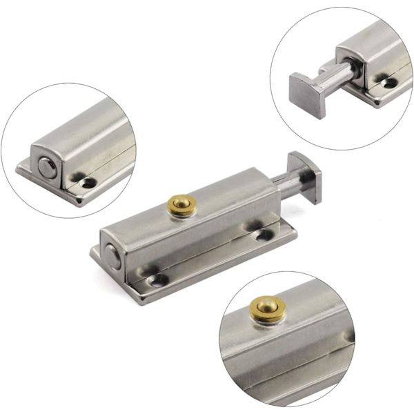 1 stycke 3 tums automatisk fjäderspärr i rostfritt stål hem tryckknapp typ dörrbult 5.9cm
