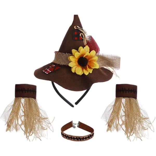 Halloween Cosplay Scarecrow Hat Armband och halsband 4st