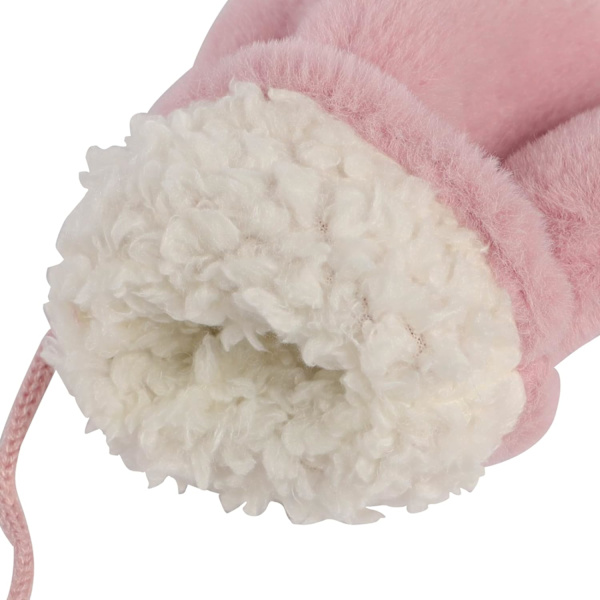 Vinter solida färg förtjockade varma vantar med anti-förlorad rep (rosa) 1 par pink