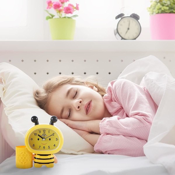 Analog reseväckarklocka Liten barnklocka Sängklocka för sovrum Vardagsrum Kontor, Gul yellow
