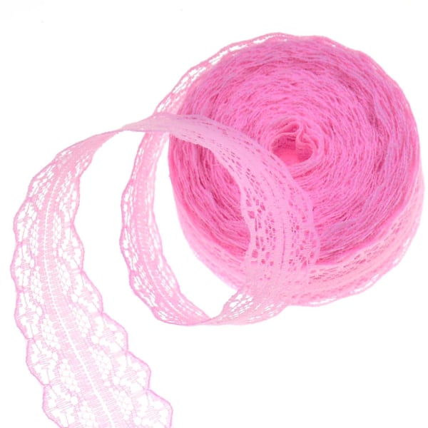 10 meter 3 rullar spetsband vintage tyg för DIY sömnad presenttillverkning (rosa) Pink
